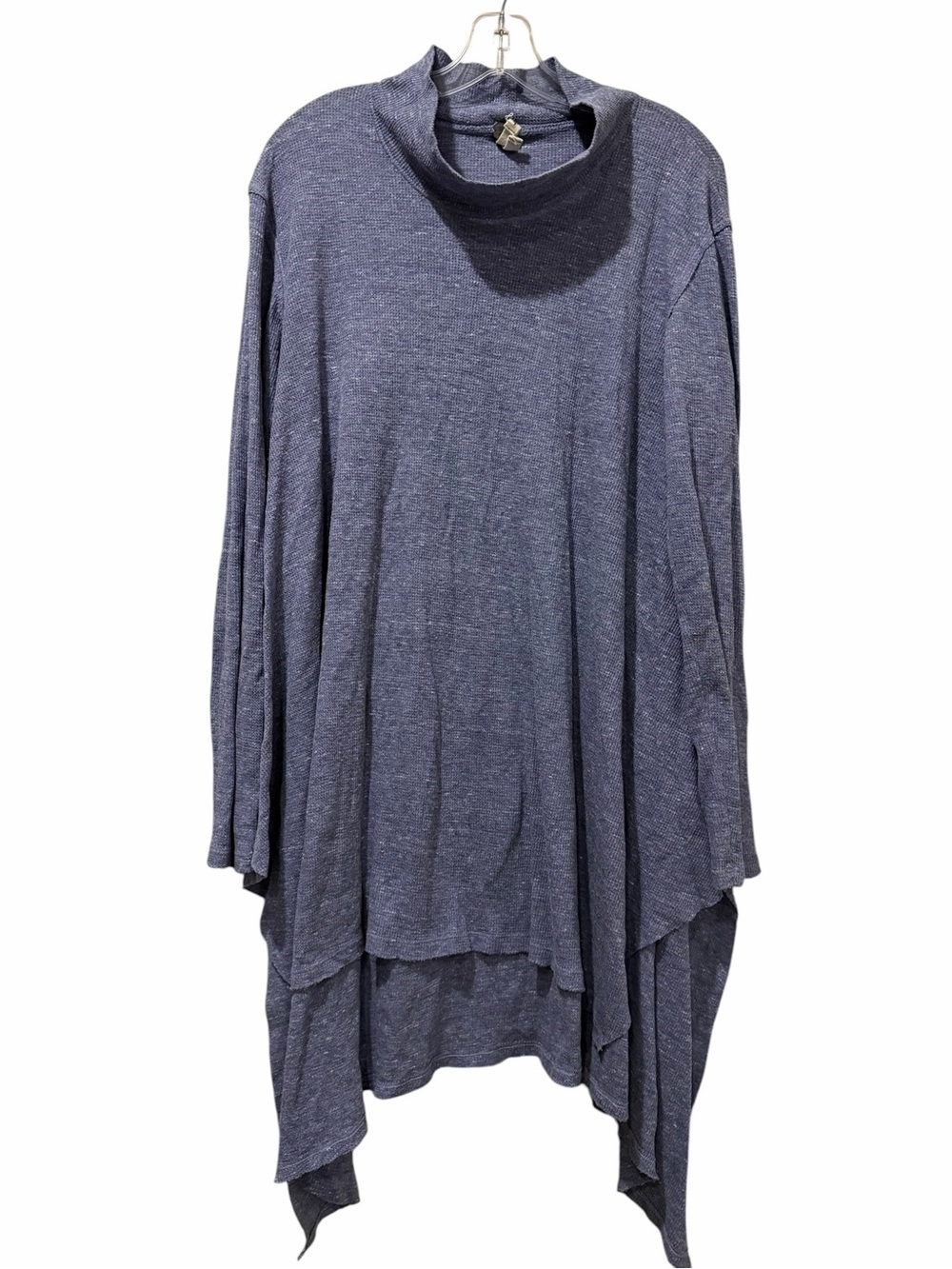 We the Free Large Longline Draped Blue Cowl Neck Tunic Top Lagenlook B3